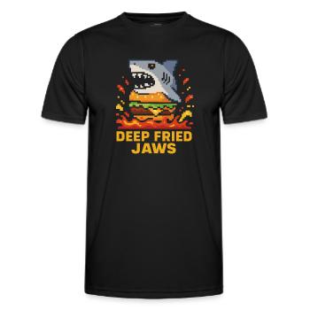 Deep Fried Jaws Pixel Shark Burger - Men's Functional T-Shirt - black - Front - AI Model Male 178 dark (178cm)