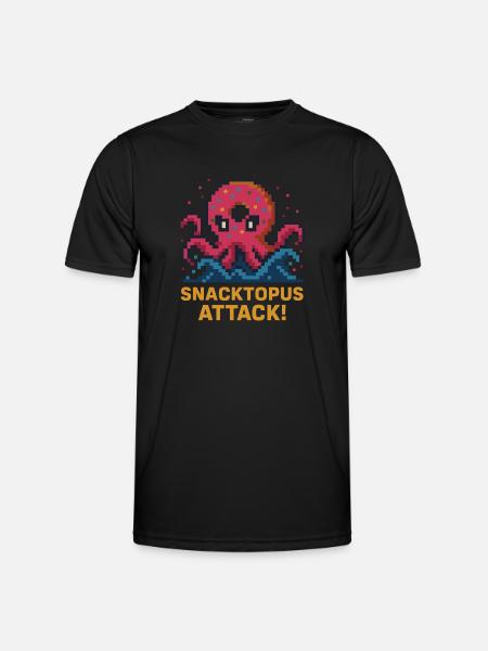 Snacktopus Attack Pixel Donut Kraken - Men's Functional T-Shirt - black