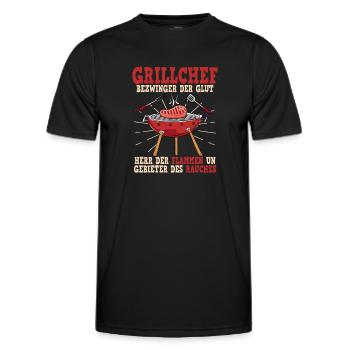 Grillchef Bezwinger Der Glut Herr Der Flammen - Männer Funktions-T-Shirt - Schwarz - Vorne - AI Model Male 178 dark (178cm)