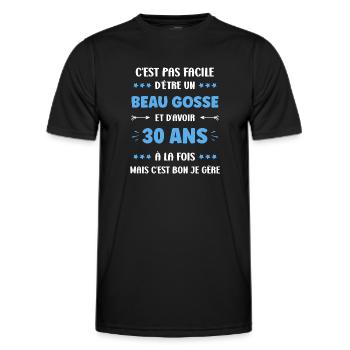 30 ANS - T-shirt sport Homme - noir - Devant - AI Model Male 178 dark (178cm)