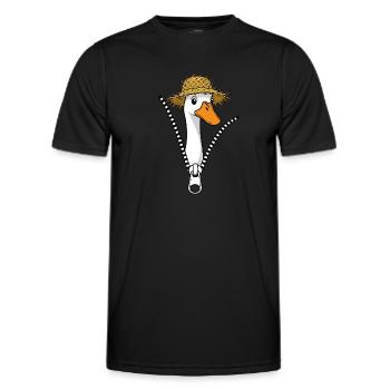 Canard coureur avec chapeau de paille Drôles de canards - T-shirt sport Homme - noir - Devant - AI Model Male 178 dark (178cm)