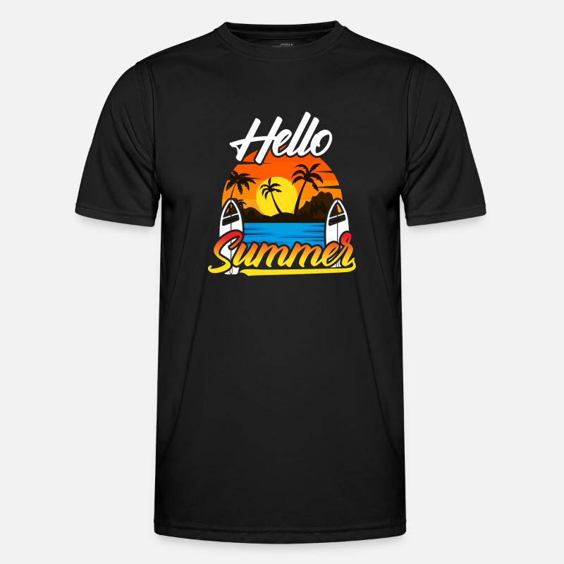 Hello Summer Sunset Design - Men's Functional T-Shirt - black