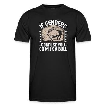 Wenn Geschlechter Verwirren, Melke Einen Stier - Männer Funktions-T-Shirt - Schwarz - Vorne - AI Model Male 178 dark (178cm)