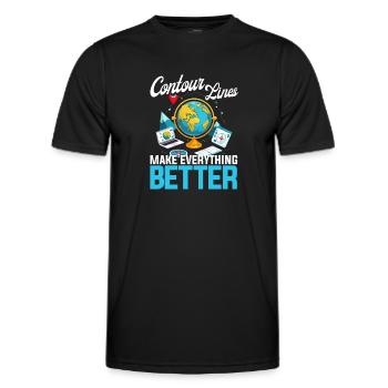 Geografische Informationssysteme Contur Lines - Männer Funktions-T-Shirt - Schwarz - Vorne - AI Model Male 178 dark (178cm)