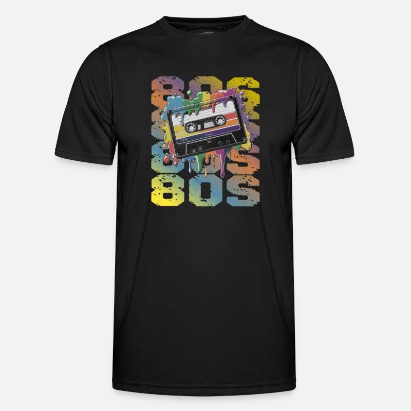 80s Retro Kassette Regenbogen Nostalgie - Männer Funktions-T-Shirt - Schwarz