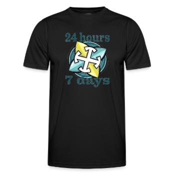 24 heures sur 24, 7 jours sur 7 - T-shirt sport Homme - noir - Devant - AI Model Male 178 dark (178cm)