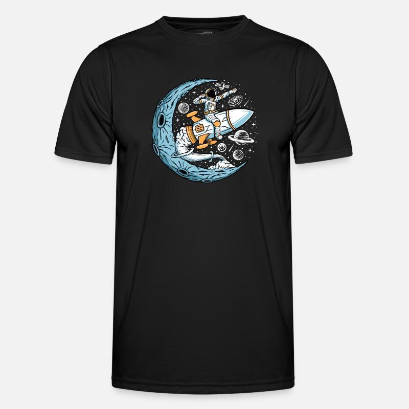 Astronaut Riding a Rocket in Space Men's Functional T-Shirt