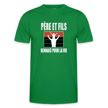 père et fils papa supporter rennais rennes - T-shirt sport Homme - vert - Devant - AI Model Male 178 dark (178cm)