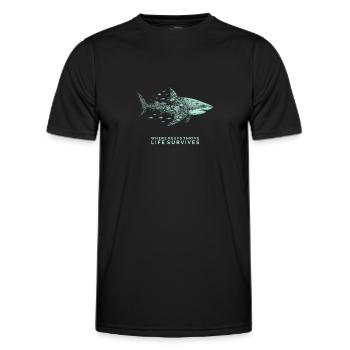 Shark with coral reef pattern - Men's Functional T-Shirt - black - Front - AI Model Male 178 dark (178cm)