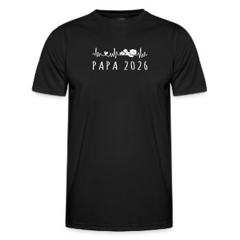 Dad 2026 Heartbeat Pregnancy Announce - Men's Functional T-Shirt - black - Front - AI Model Male 178 dark (178cm)
