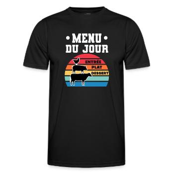 barbecue humour menu du jour bbq vintage - T-shirt sport Homme - noir - Devant - AI Model Male 178 dark (178cm)