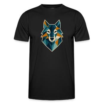Tête de loup géométrique style polygone - T-shirt sport Homme - noir - Devant - AI Model Male 178 dark (178cm)