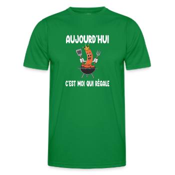 barbecue saucisse humour c'est moi qui régale - T-shirt sport Homme - vert - Devant - AI Model Male 178 dark (178cm)