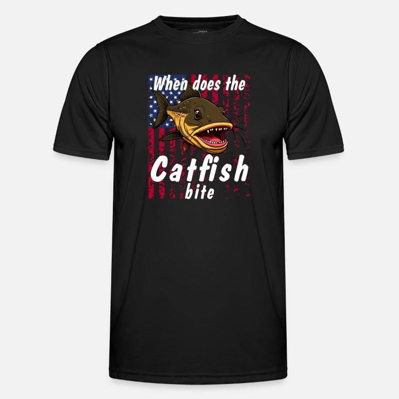 When does the catfish bite - Männer Funktions-T-Shirt - Schwarz
