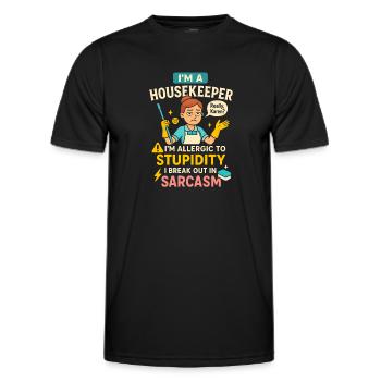 Ich bin eine Haushälterin Ich bin allergisch gegen - Männer Funktions-T-Shirt - Schwarz - Vorne - AI Model Male 178 dark (178cm)