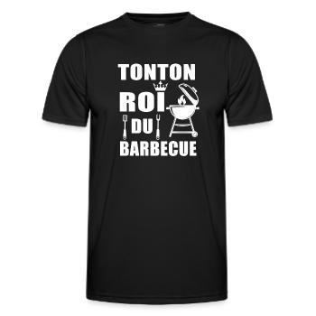 bbq roi barbecue tonton gril - T-shirt sport Homme - noir - Devant - AI Model Male 178 dark (178cm)