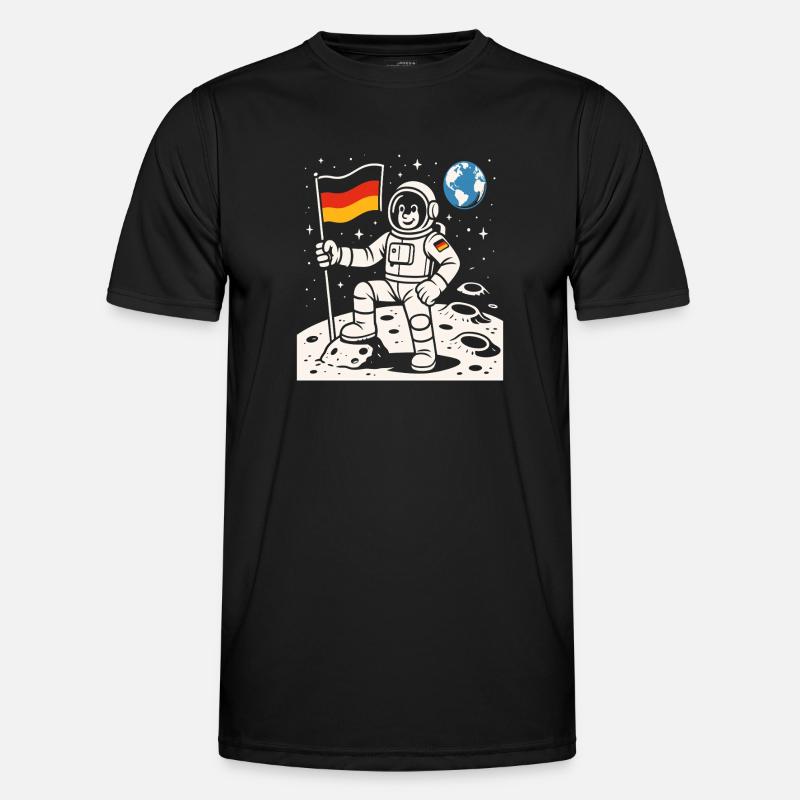 Adventurous astronaut with German flag - Men's Functional T-Shirt - black
