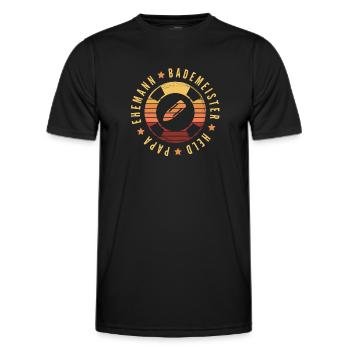 Bademeister Rettungsschwimmer Schwimmmeister Papa - Männer Funktions-T-Shirt - Schwarz - Vorne - AI Model Male 178 dark (178cm)