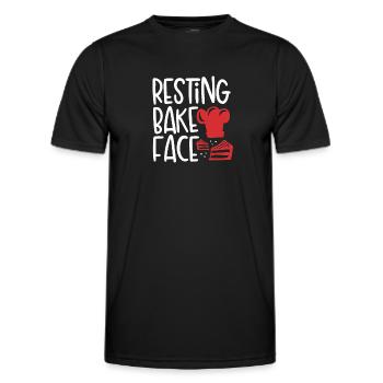 Resting cheek face - Men's Functional T-Shirt - black - Front - AI Model Male 178 dark (178cm)