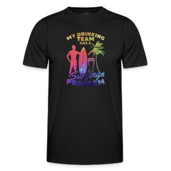 Mein Trinkteam hat ein Surfproblem Lustiger Surfer - Männer Funktions-T-Shirt - Schwarz - Vorne - AI Model Male 178 dark (178cm)