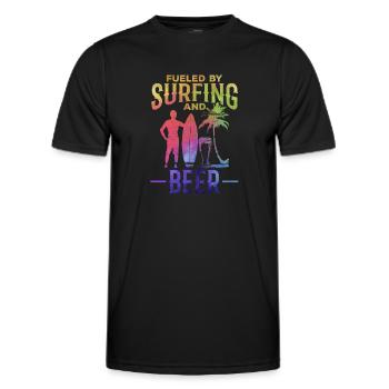Wassersurfer angetrieben durch Surfen und Bier - Männer Funktions-T-Shirt - Schwarz - Vorne - AI Model Male 178 dark (178cm)