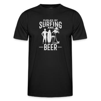 Surfer angetrieben durch Surfen und Bier Lustiger - Männer Funktions-T-Shirt - Schwarz - Vorne - AI Model Male 178 dark (178cm)