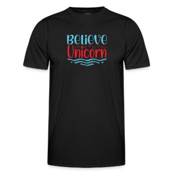 Belief in Unicorn Unicorn - Men's Functional T-Shirt - black - Front - AI Model Male 178 dark (178cm)