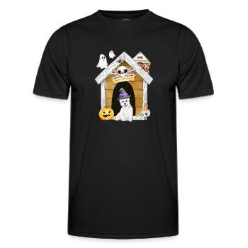 Halloween West Highland Terrier Dog Witch - Men's Functional T-Shirt - black - Front - AI Model Male 178 dark (178cm)