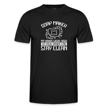 Bleiben Sie Sauber Seifenhersteller - Männer Funktions-T-Shirt - Schwarz - Vorne - AI Model Male 178 dark (178cm)