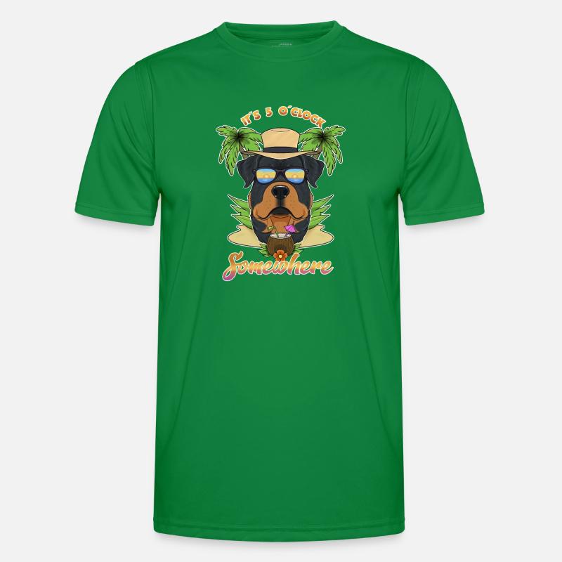 It Is 5 OClock Somewhere Drinking Rottweiler Männer Funktions-T-Shirt