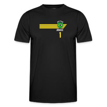 Brazil Brazilian Seleção Football Fan Jersey - Men's Functional T-Shirt - black - Front - AI Model Male 178 dark (178cm)