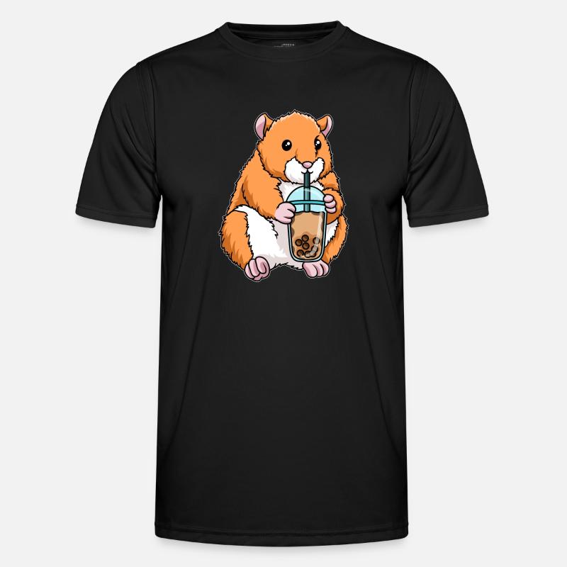 Hamster drinks bubble tea - Men's Functional T-Shirt - black