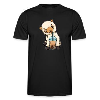Kawaii Bubble Tea Lama - Men's Functional T-Shirt - black - Front - AI Model Male 178 dark (178cm)
