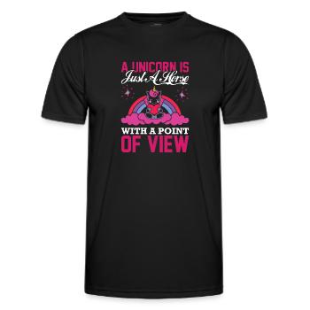Pferd mit Aussicht Unicorn - Männer Funktions-T-Shirt - Schwarz - Vorne - AI Model Male 178 dark (178cm)