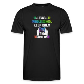 Level MIDDLE SCHOOL keep calm and game on - Men's Functional T-Shirt - black - Front - AI Model Male 178 dark (178cm)