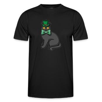 Schwarze Katze St. Patricks Day - Männer Funktions-T-Shirt - Schwarz - Vorne - AI Model Male 178 dark (178cm)