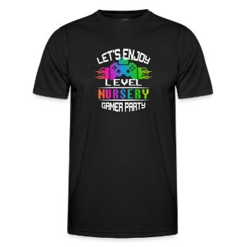 Level NURSERY keep calm and game on - Men's Functional T-Shirt - black - Front - AI Model Male 178 dark (178cm)
