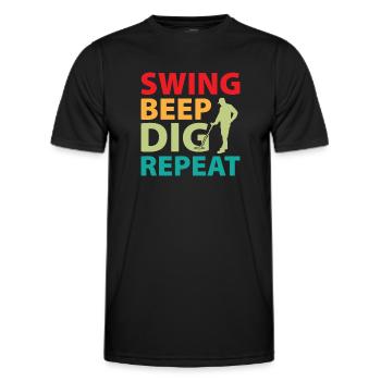 Dirt Fishing - Swing Beep Dig Repeat - Men's Functional T-Shirt - black - Front - AI Model Male 178 dark (178cm)