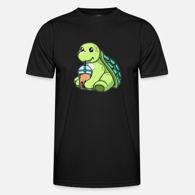 Kawaii Bubble Tea Turtle - Men's Functional T-Shirt - black