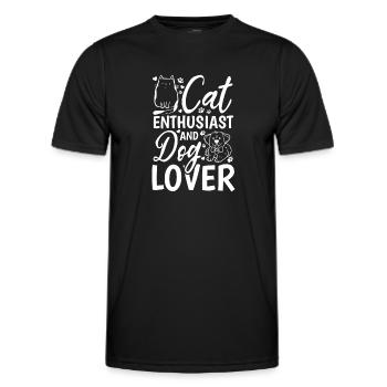 Katzenliebhaber und Hundeliebhaber - Männer Funktions-T-Shirt - Schwarz - Vorne - AI Model Male 178 dark (178cm)