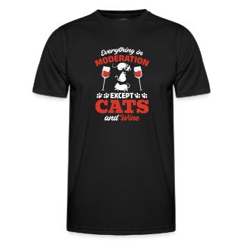 Alles in Maßen, außer Katzen und Wein - Männer Funktions-T-Shirt - Schwarz - Vorne - AI Model Male 178 dark (178cm)