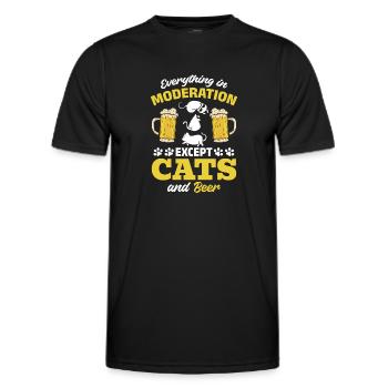 Alles in Maßen außer Katzen und Bier I Cat Lover - Männer Funktions-T-Shirt - Schwarz - Vorne - AI Model Male 178 dark (178cm)