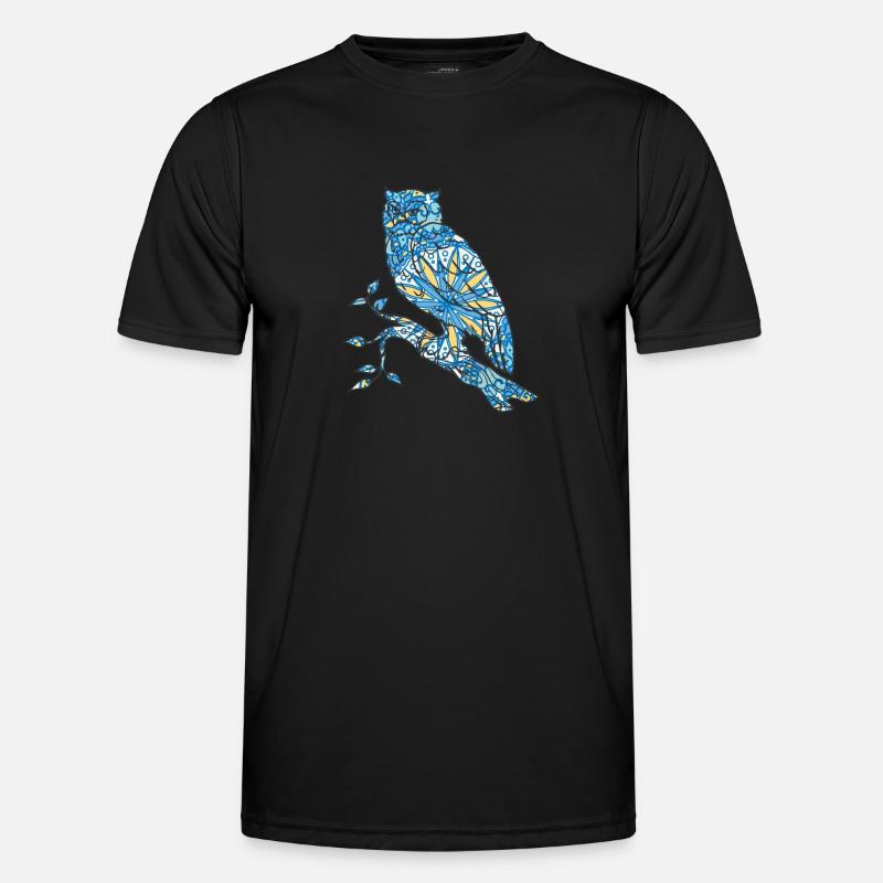 Mandala Owl Geometry Pattern - Men's Functional T-Shirt - black