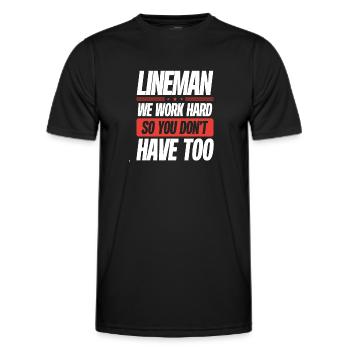 Lineman We work hard - Men's Functional T-Shirt - black - Front - AI Model Male 178 dark (178cm)