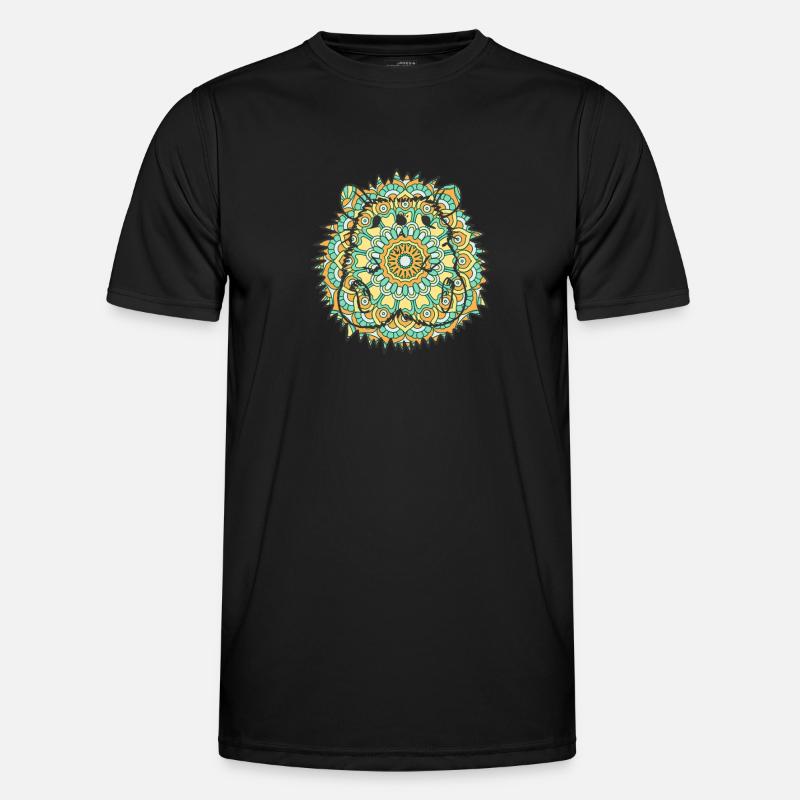 Mandala Hedgehog Geometric Pattern Art - Men's Functional T-Shirt - black
