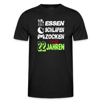 Geburtstag 22 Zocken Spielen Gaming Schlafen - Männer Funktions-T-Shirt - Schwarz - Vorne - AI Model Male 178 dark (178cm)
