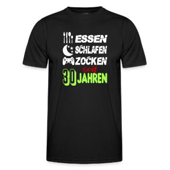 Geburtstag 30 Zocken Spielen Gaming Schlafen - Männer Funktions-T-Shirt - Schwarz - Vorne - AI Model Male 178 dark (178cm)