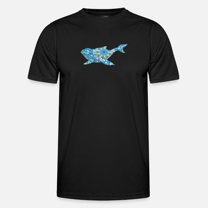 Mandala Whale Geometric Pattern Art - Men's Functional T-Shirt - black
