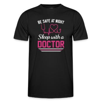 Be safe tonight, sleep with a doctor - Men's Functional T-Shirt - black - Front - AI Model Male 178 dark (178cm)