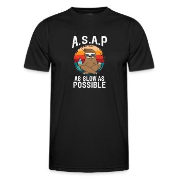 A.S.A.P As Slow As Possbile Faultier Yoga - Männer Funktions-T-Shirt - Schwarz - Vorne - AI Model Male 178 dark (178cm)